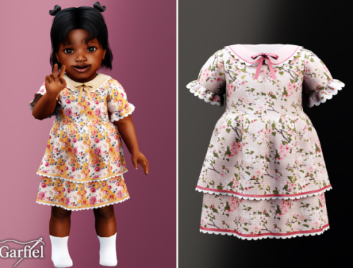 Infant - Soft Floral Layered Dress With Delicate Vintage Inspired Charm By Garfiel