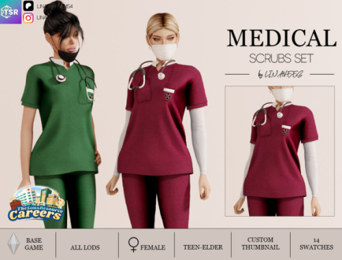 Medical - Scrubs Set Top By Linavees