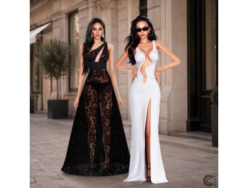 Sheer Lace Halter Cutout Ballgown