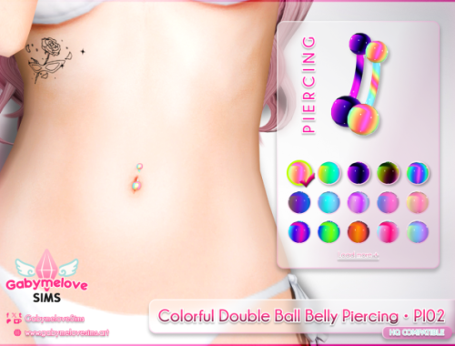 Colorful Double Ball Belly Piercing • Pi02 | Realistic Navel Ring, Y2k Cute Jewelry
