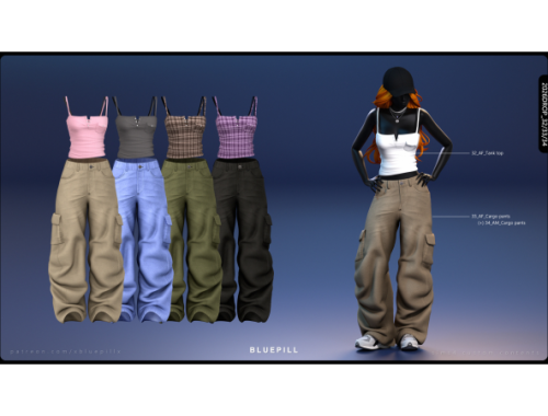 (bluepill) 2026drop_32/33/34 Tank Top And Cargo Pants