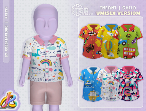 Unisex Set - Playful Prints Button-down For Infant And Child By Robertaplobo