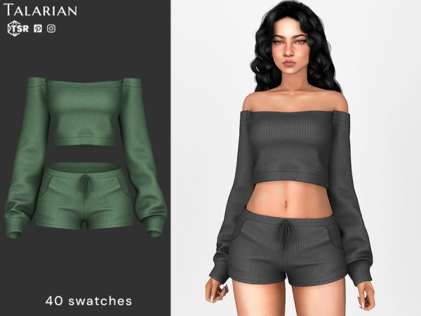 Makenzie Off Shoulder Crop Top Shorts Outfit