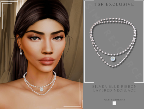 Silver Blue Ribbon Layered Necklace By Glitterberryfly