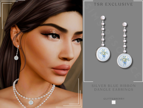 Silver Blue Ribbon Dangle Earrings By Glitterberryfly