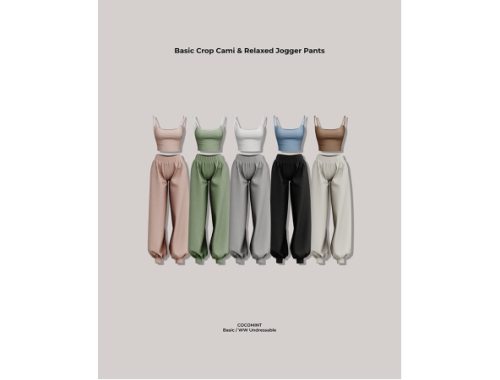 [cocomint] Basic Crop Cami & Relaxed Jogger Pants