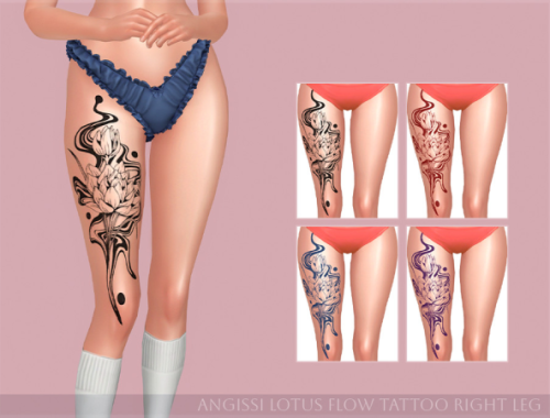 Lotus Flow Tattoo-right Leg By Angissi