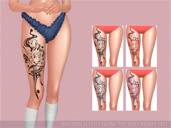 Lotus Flow Tattoo-right Leg By Angissi