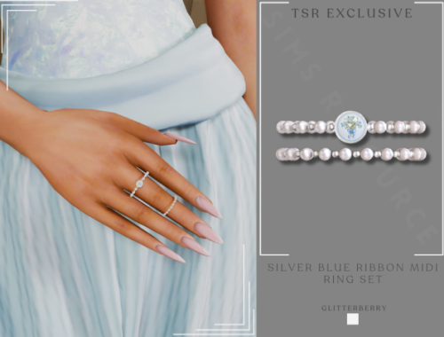 Silver Blue Ribbon Midi Ring Set