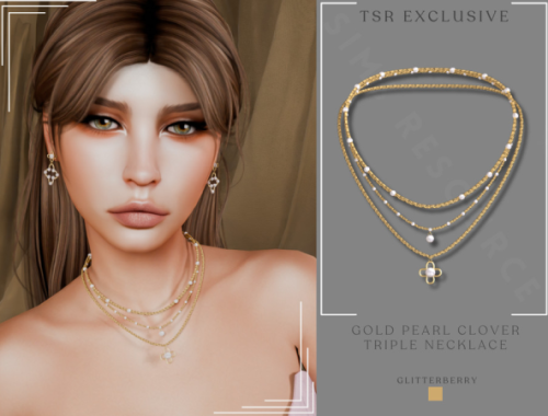 Gold Pearl Clover Triple Necklace