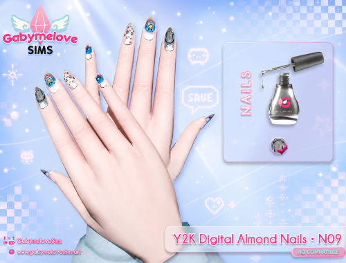 Y2K Digital Almond Nails • N09 – Virtual Pet, Retro Tech & Digital Nostalgia