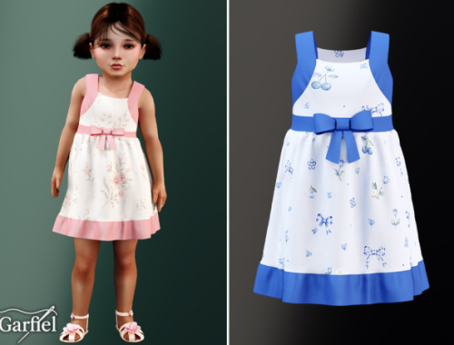 Toddler - Floral Bow Dress With Cheerful Summer Sweetness