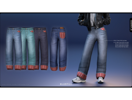 (bluepill) 2026drop_40-44_check Roll-up Jeans