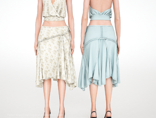 Halter Wrap Crop Top And Panelled Midi Skirt