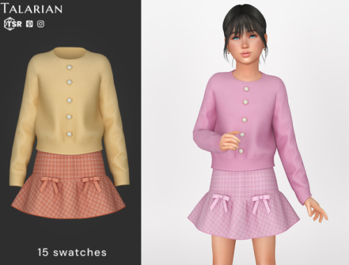 Sutton Button Detail Sweater With Plaid Skirt Outfit Child
