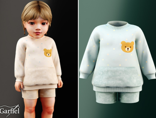 Infant - Cozy Bear Lounge Set With Playful Dotted Print