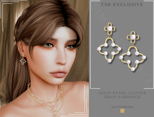 Gold Pearl Clover Drop Earrings