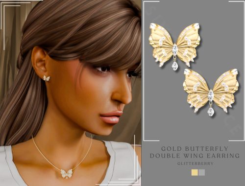 Patreon - Gold Butterfly Double Wing Earring