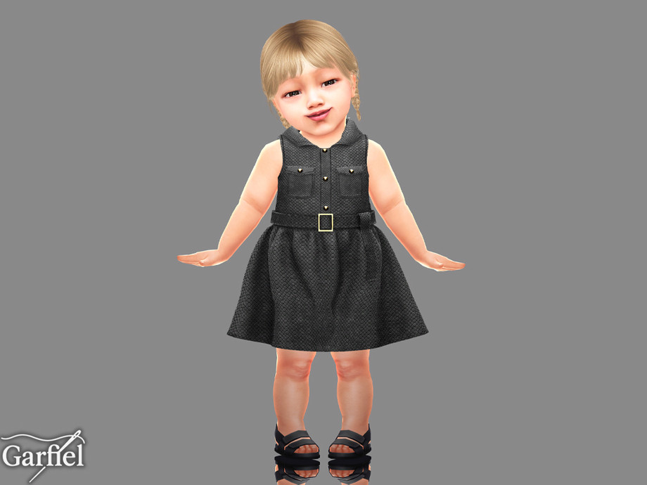 Infant - Sleeveless Collared Dress With Chic Belted Detail - Image 2