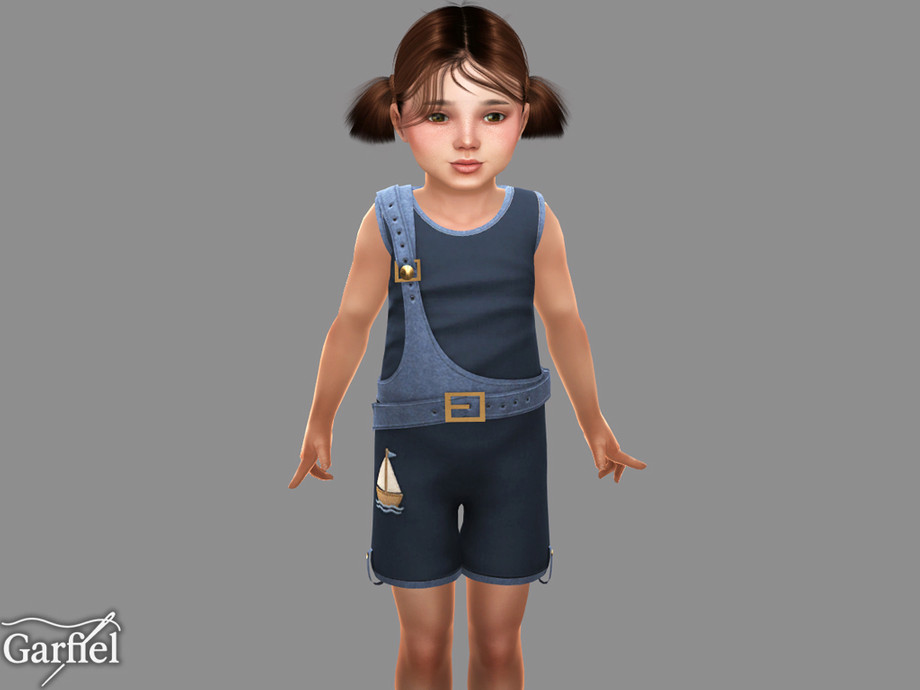 Toddler - Nautical Layered Romper With Playful Buckle Detail - Image 2