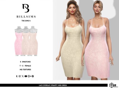 Lace Overlay Strappy Midi Dress
