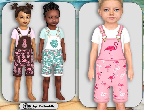 Toddler Flamingos Short Overall