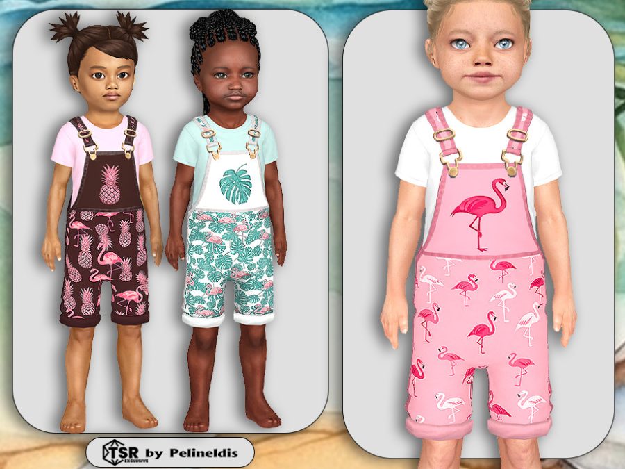 Toddler Flamingos Short Overall