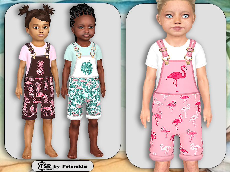 Toddler Flamingos Short Overall