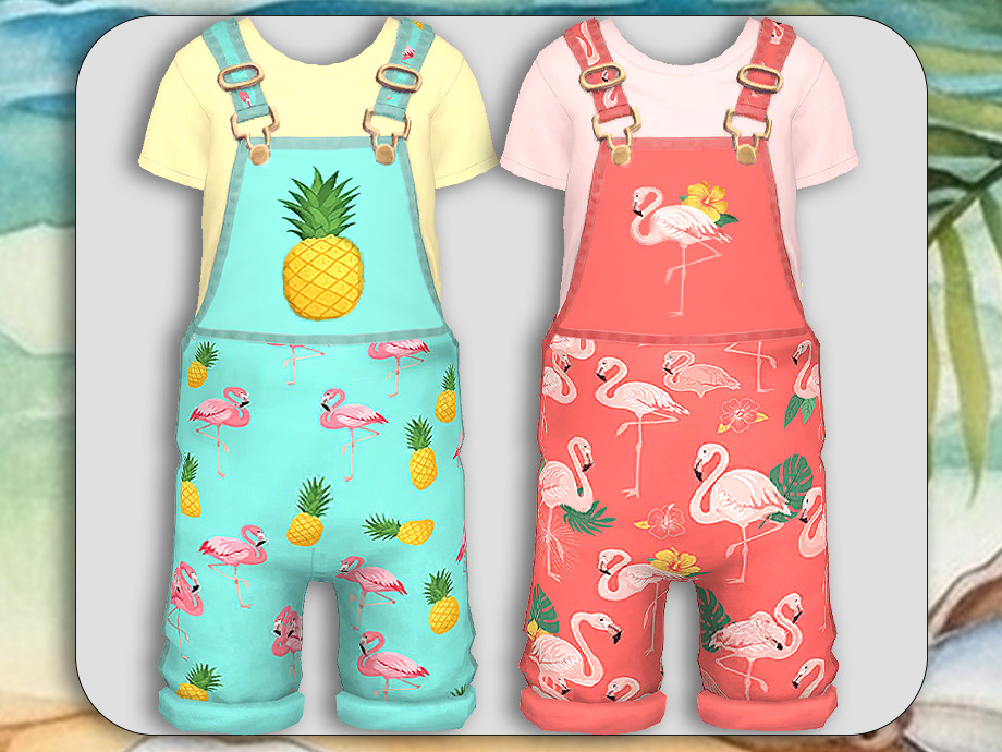 Toddler Flamingos Short Overall - Image 2