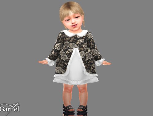 Infant - Layered Floral Dress With Delicate Lace Trim