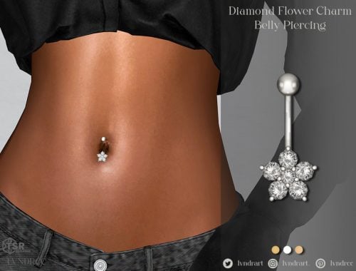 Diamond Flower Charm Belly Piercing