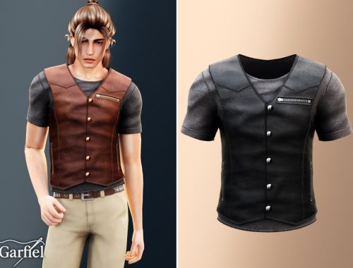 Adult - Layered Leather Vest Top With Rugged Zipper Details