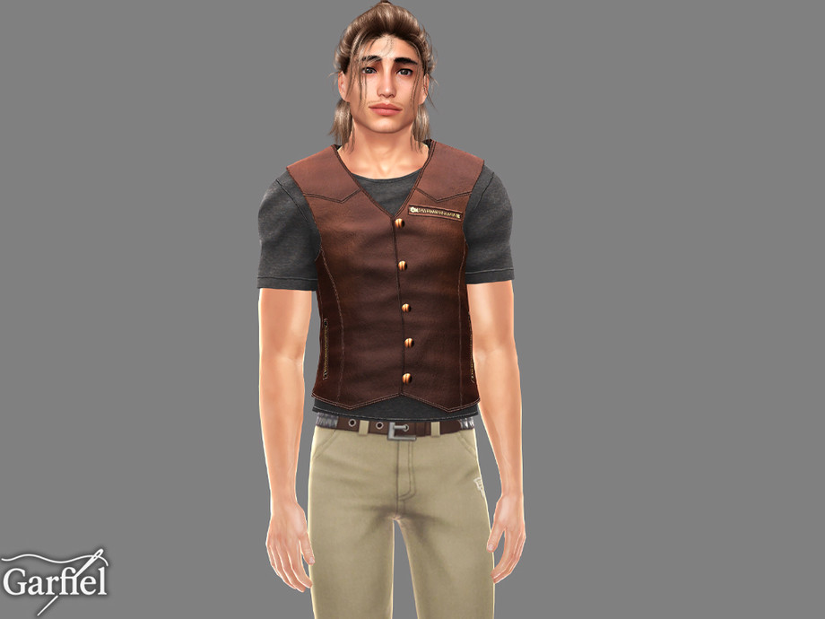 Adult - Layered Leather Vest Top With Rugged Zipper Details - Image 2