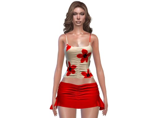 Flora Top And Mini Skirt Set