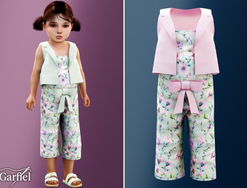 Toddler - Floral Three Piece Set With Soft Bow Detail
