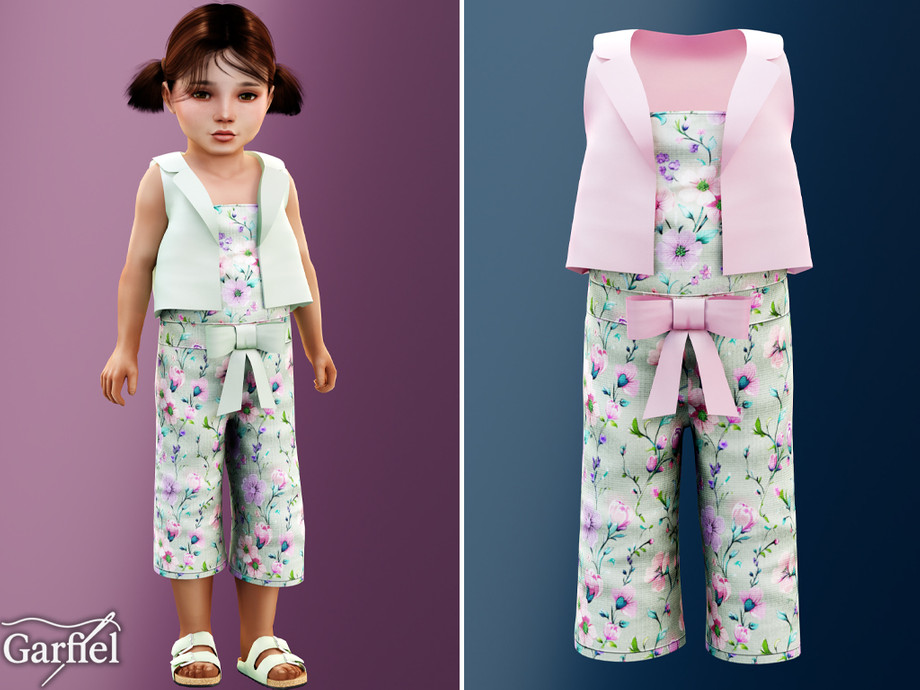 Toddler - Floral Three Piece Set With Soft Bow Detail