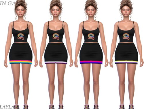 Layla - Pride Love Is Love Set - Mini Skirt And Tank Top