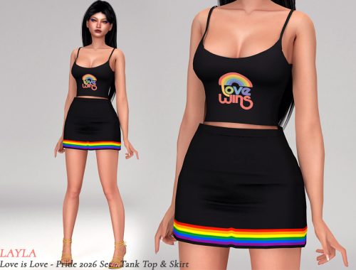 Layla - Pride Love Is Love Set - Mini Skirt And Tank Top