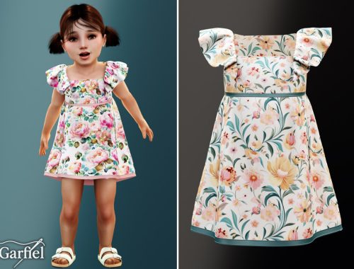 Toddler - Floral Flutter Sleeve Dress With Soft Spring Charm