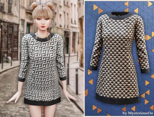 Geometric Knit Shift Dress
