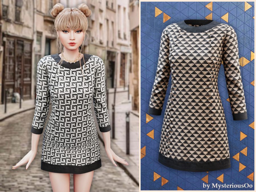 Geometric Knit Shift Dress