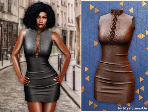 Laced Leather Bodycon Dress