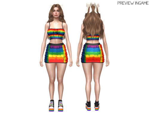 Pride - Frill Trim Crop Top And Skirt