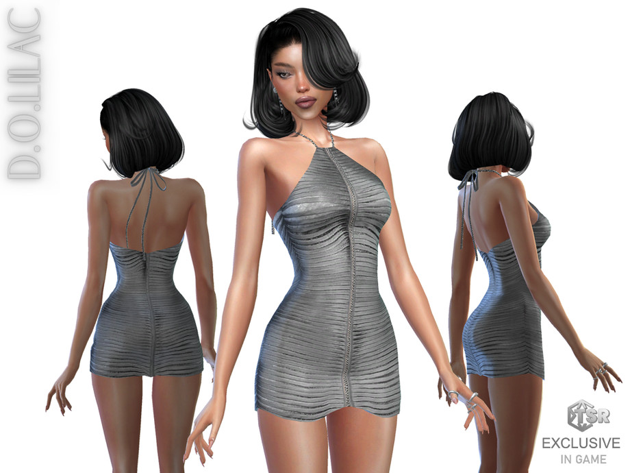 Halter Neck Metallic Dress - Image 2