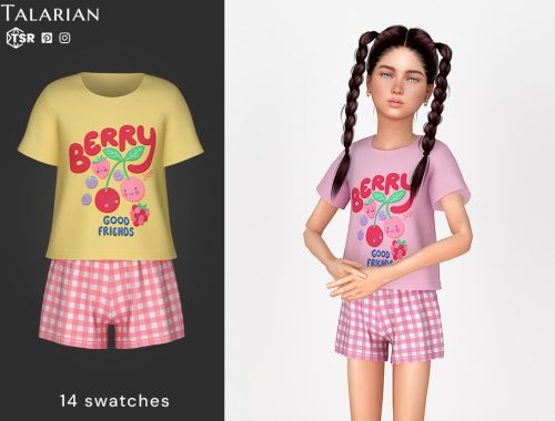 Adaline T-shirt And Gingham Shorts Outfit Berry Friends Child