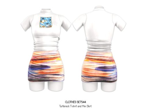 Turtleneck T-shirt And Mini Skirt