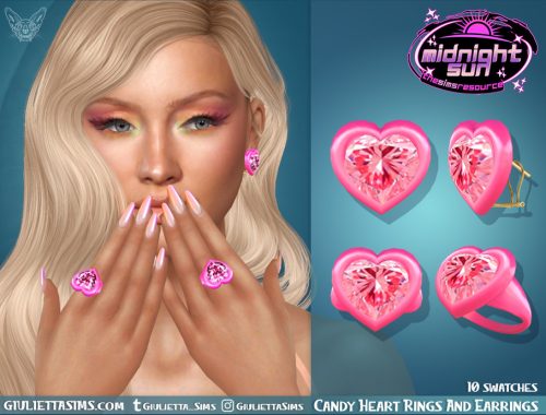Midnight Sun - Candy Heart Earrings And Rings
