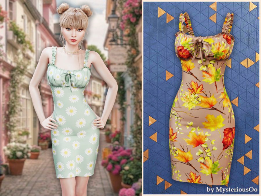 Ruffle Strap Floral Bodycon Dress