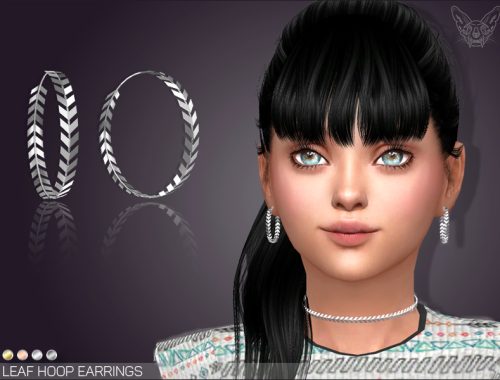 Leaf Hoop Earrings And Choker For Kids