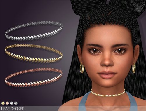 Leaf Hoop Earrings And Choker For Kids